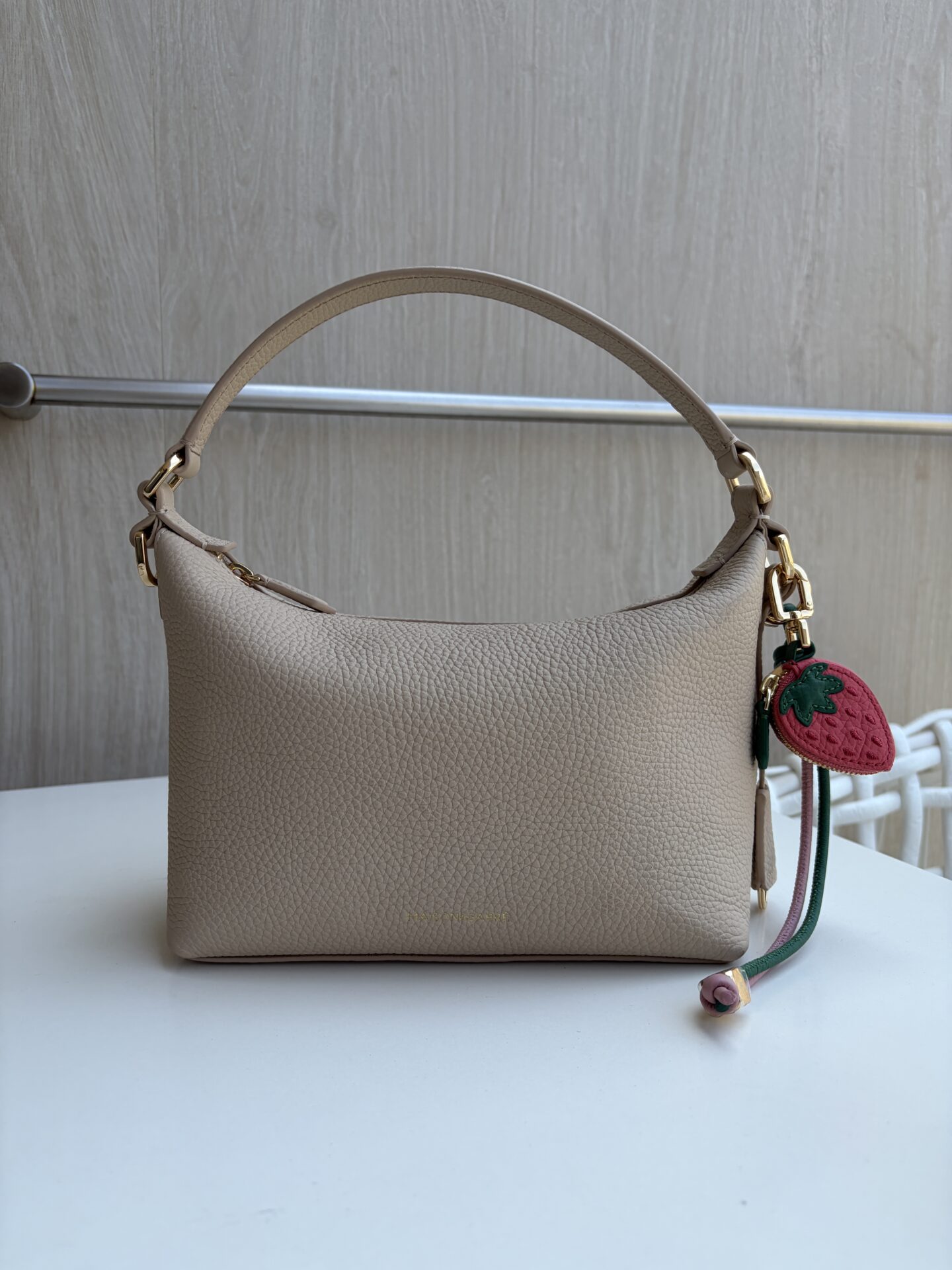 maison de sabre small soft hobo bag with charms